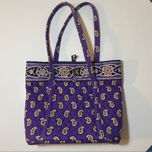 Vera Bradley purple Paisley large quilted tote bag